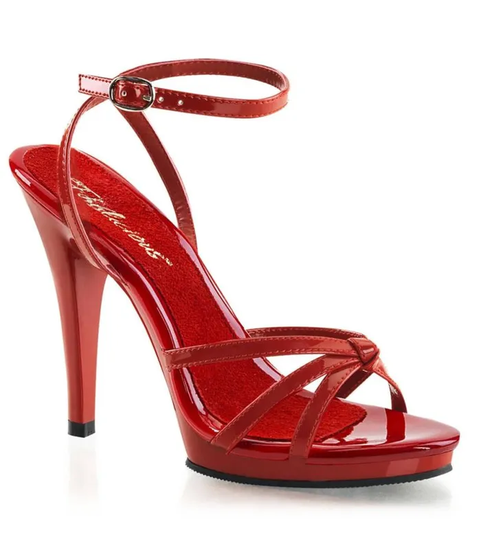 Red Patent Leatherette Strappy Heels Shoes Unique Vintage Heels