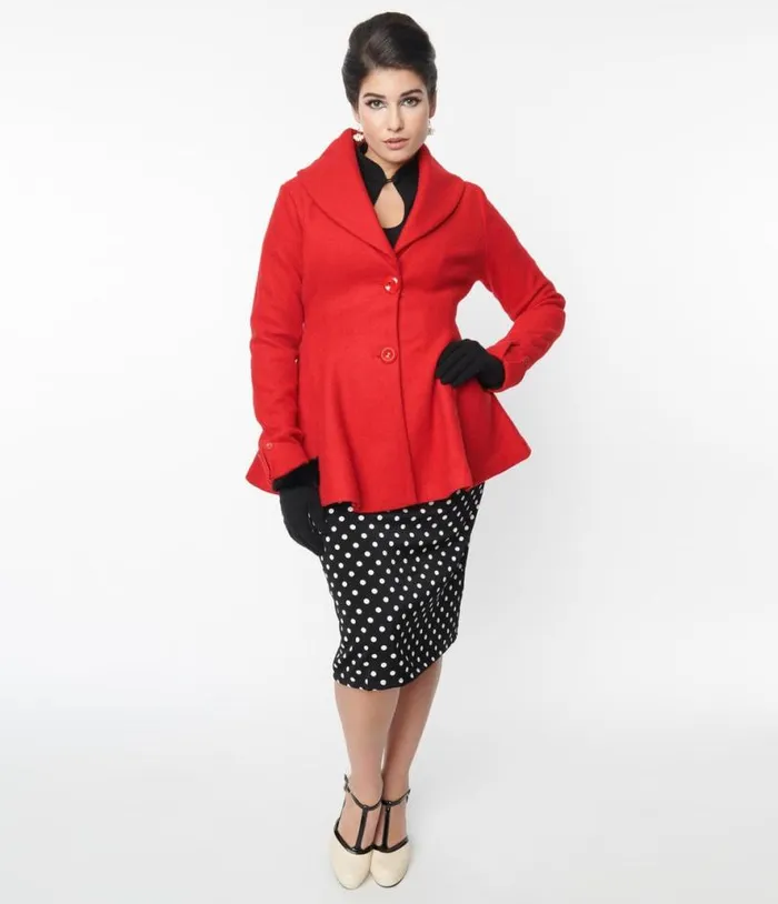 Red Skirted Blazer Clothing Unique Vintage Coats and Jackets