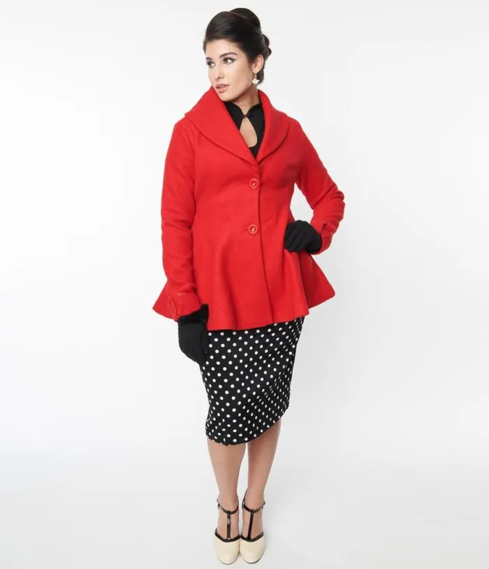 Red Skirted Blazer Clothing Unique Vintage Coats and Jackets
