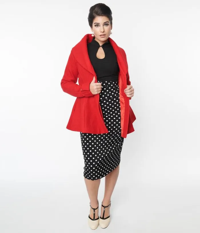 Red Skirted Blazer Clothing Unique Vintage Coats and Jackets