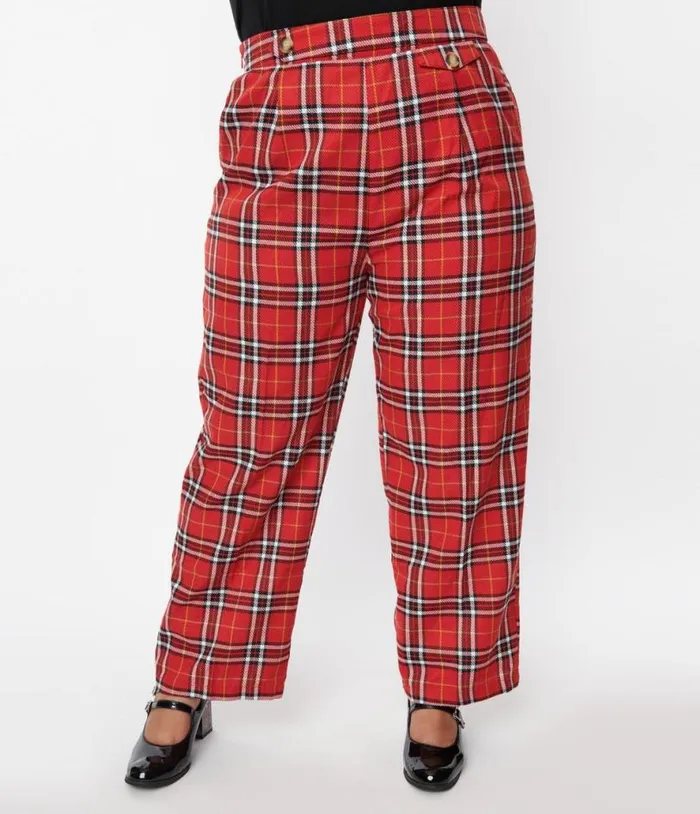 Red Tartan Plaid Pants ClothingPlus Unique Vintage Pants