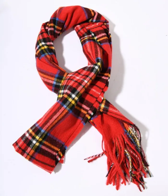 Red Tartan Plaid Scarf Accessories Unique Vintage Gloves and Scarves