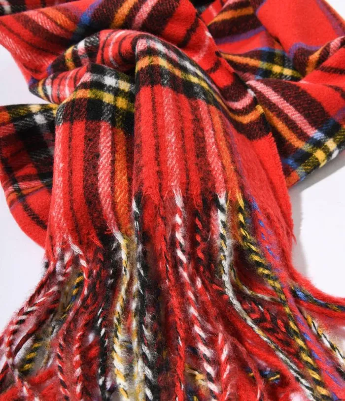 Red Tartan Plaid Scarf Accessories Unique Vintage Gloves and Scarves