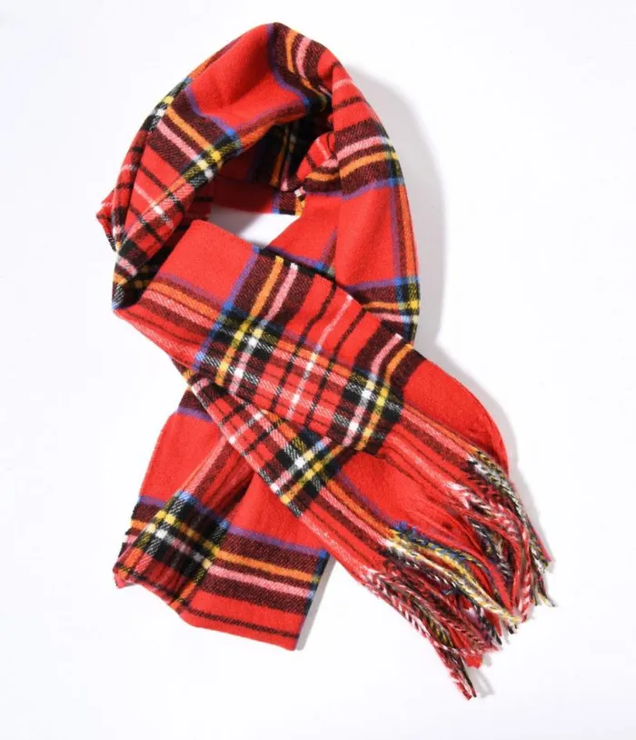 Red Tartan Plaid Scarf Accessories Unique Vintage Gloves and Scarves