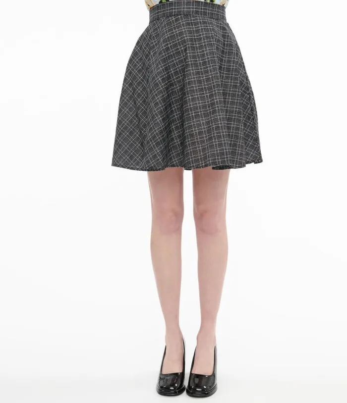 Retrolicious 1950s Black and White Check Cotton Skater Skirt DressesClothing Unique Vintage Skirts