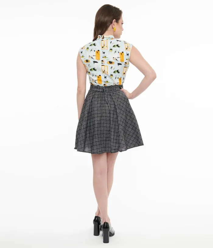 Retrolicious 1950s Black and White Check Cotton Skater Skirt DressesClothing Unique Vintage Skirts