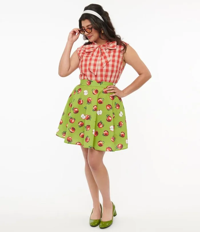 Retrolicious 1950s Green and Red Apple Print Skater Skirt DressesClothing Unique Vintage Skirts Retrolicious 1950s Green and Red Apple Print Skater Skirt DressesClothing Unique Vintage Skirts