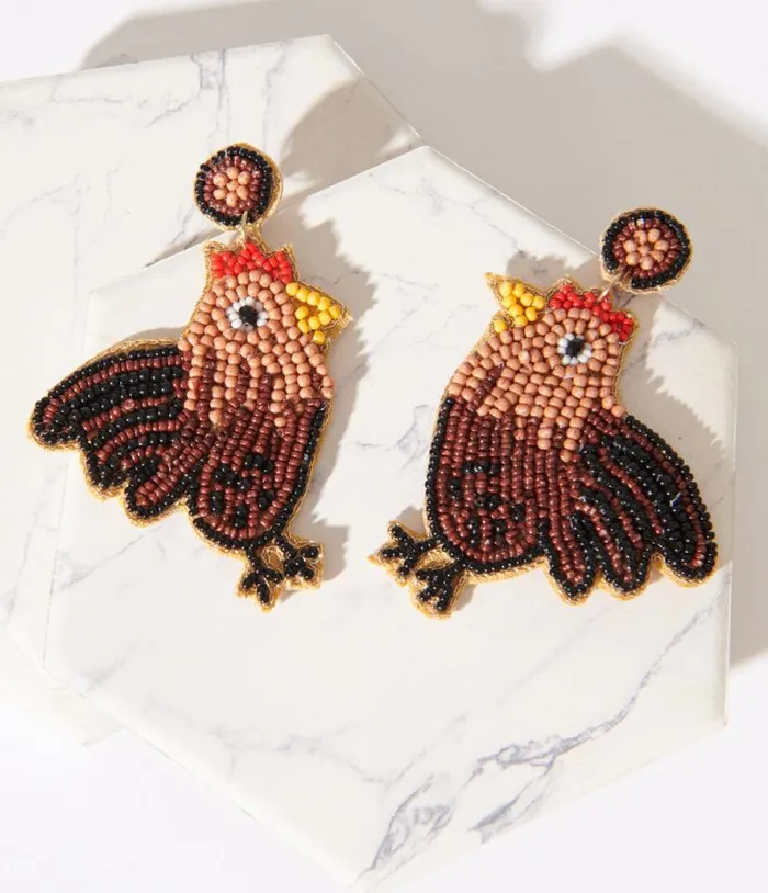 Rooster Beaded Drop Earrings Accessories Unique Vintage Earrings