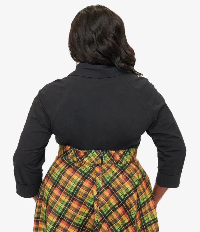 Royal Monk Plus Size 1950s Black Button Up Celia Blouse ClothingPlus Unique Vintage Blouses