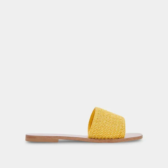 Sandals Shop Dolce Vita Belle Sandals Yellow Raffia Yellow Raffia