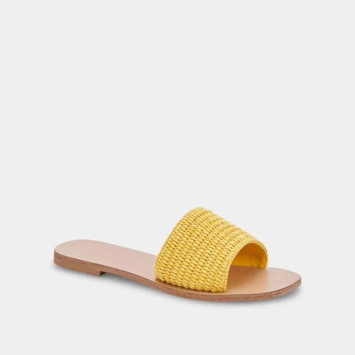 Sandals Shop Dolce Vita Belle Sandals Yellow Raffia Yellow Raffia