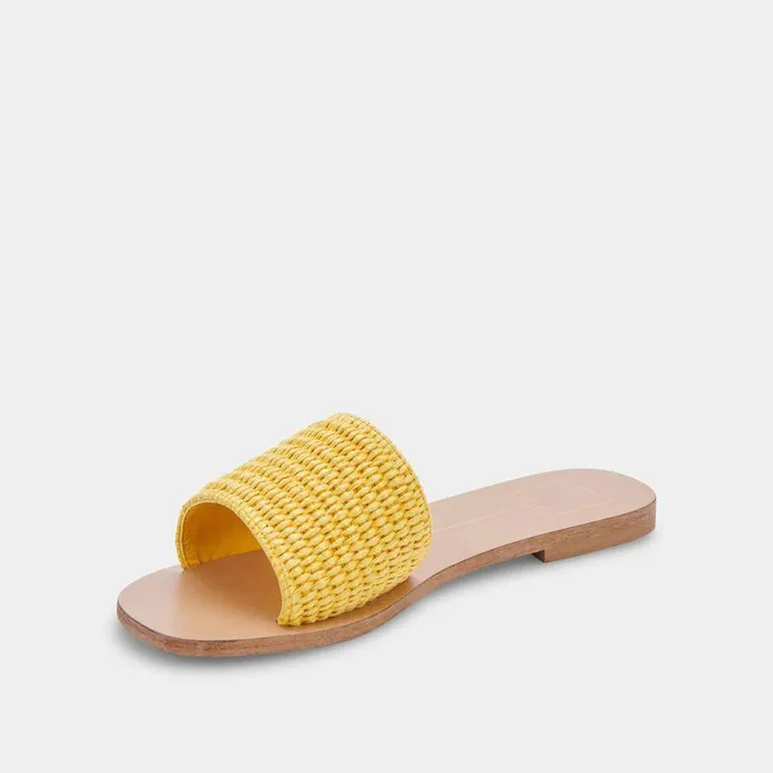 Sandals Shop Dolce Vita Belle Sandals Yellow Raffia Yellow Raffia