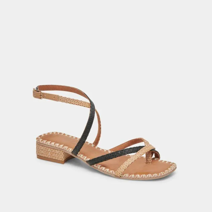 Sandals Shop Dolce Vita Brinn Sandals Black Natural Raffia Black Natural Raffia