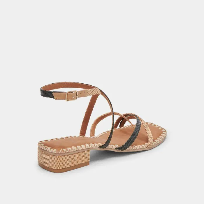 Sandals Shop Dolce Vita Brinn Sandals Black Natural Raffia Black Natural Raffia