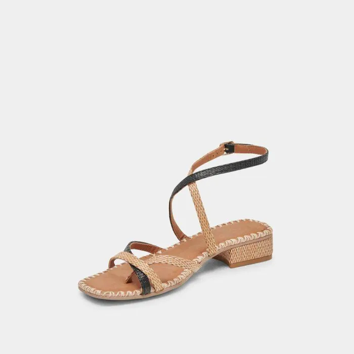 Sandals Shop Dolce Vita Brinn Sandals Black Natural Raffia Black Natural Raffia