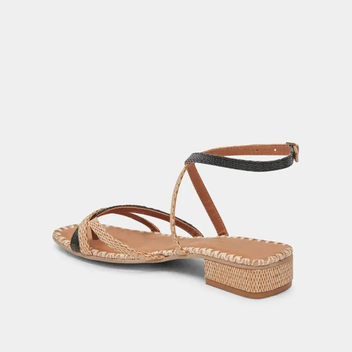 Sandals Shop Dolce Vita Brinn Sandals Black Natural Raffia Black Natural Raffia