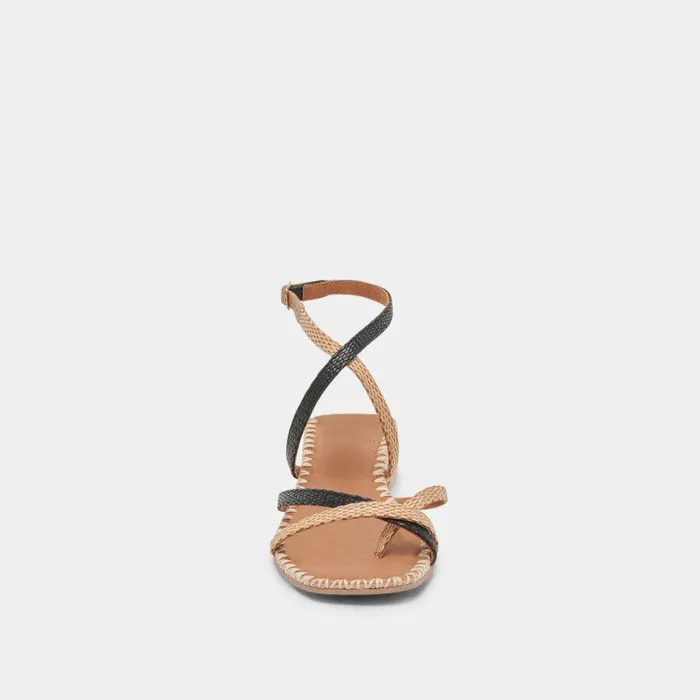 Sandals Shop Dolce Vita Brinn Sandals Black Natural Raffia Black Natural Raffia