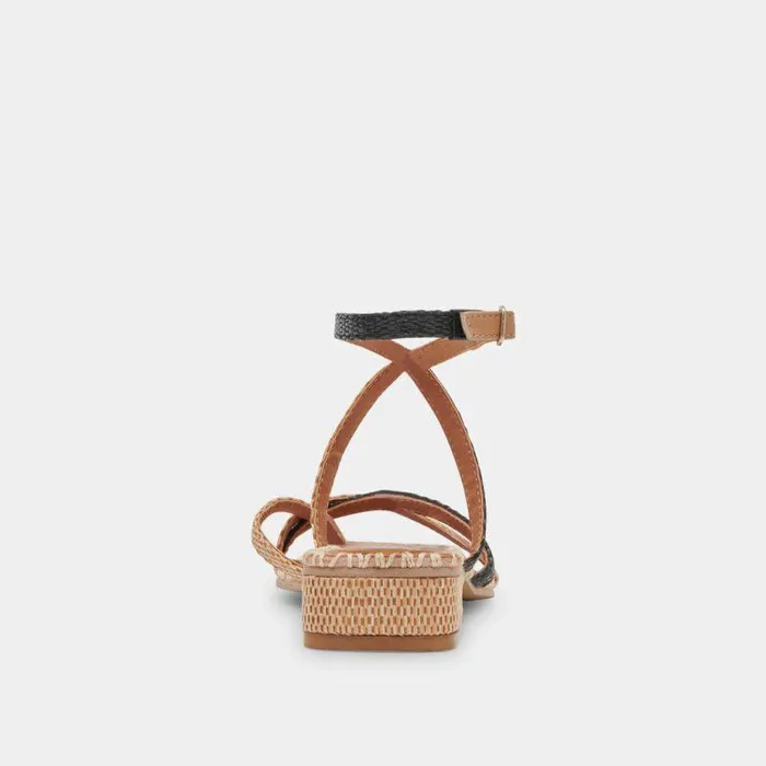 Sandals Shop Dolce Vita Brinn Sandals Black Natural Raffia Black Natural Raffia