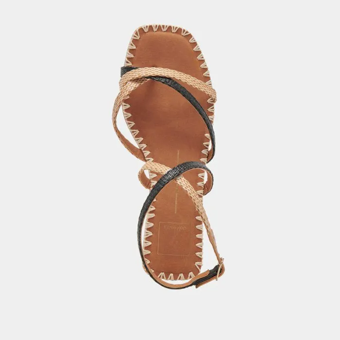 Sandals Shop Dolce Vita Brinn Sandals Black Natural Raffia Black Natural Raffia