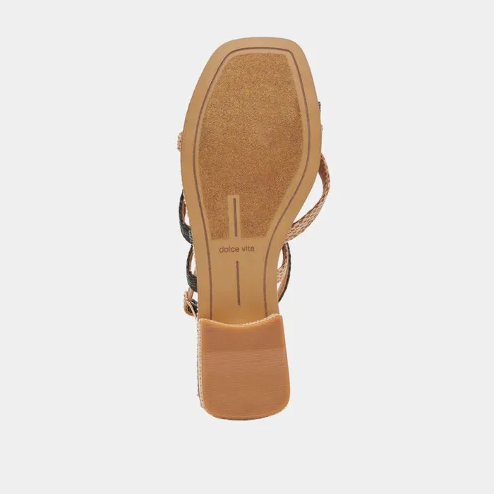 Sandals Shop Dolce Vita Brinn Sandals Black Natural Raffia Black Natural Raffia