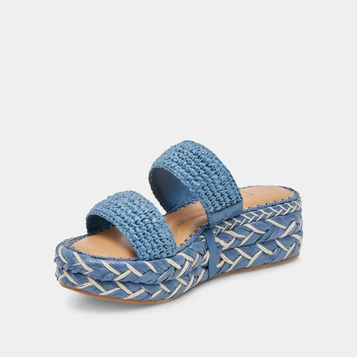 Sandals Shop Dolce Vita Corla Sandals Blue Raffia Blue Raffia