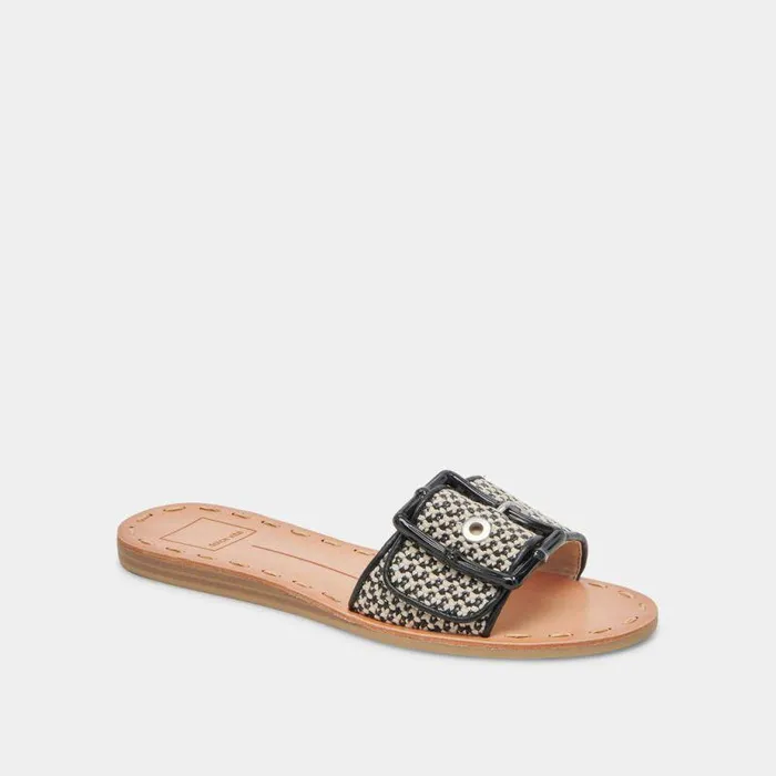 Sandals Shop Dolce Vita Dasa Sandals Black Natural Raffia Black Natural Raffia