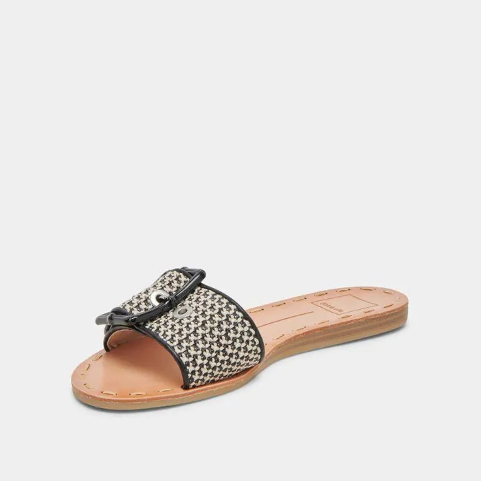 Sandals Shop Dolce Vita Dasa Sandals Black Natural Raffia Black Natural Raffia