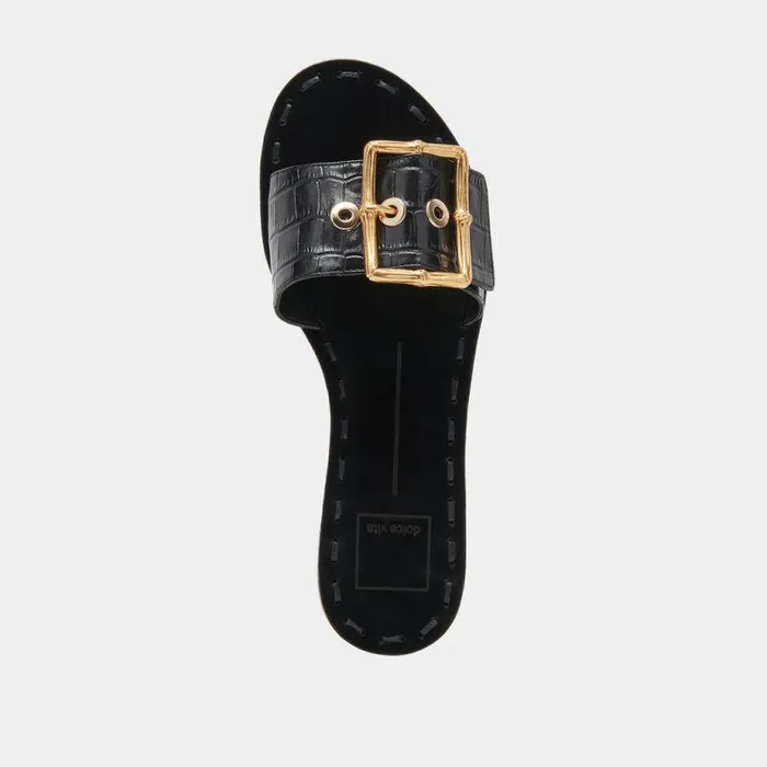 Sandals Shop Dolce Vita Dasa Sandals Noir Embossed Leather Noir Embossed Leather