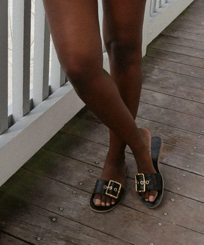 Sandals Shop Dolce Vita Dasa Sandals Noir Embossed Leather Noir Embossed Leather
