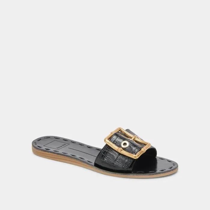 Sandals Shop Dolce Vita Dasa Sandals Noir Embossed Leather Noir Embossed Leather
