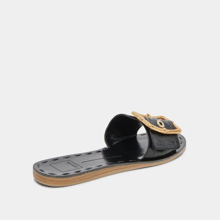 Sandals Shop Dolce Vita Dasa Sandals Noir Embossed Leather Noir Embossed Leather