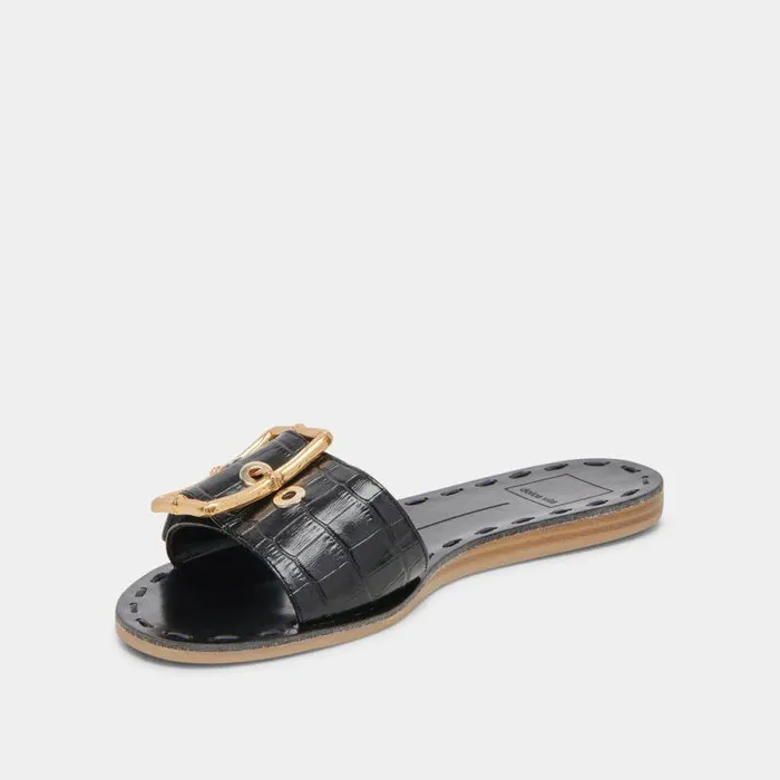 Sandals Shop Dolce Vita Dasa Sandals Noir Embossed Leather Noir Embossed Leather