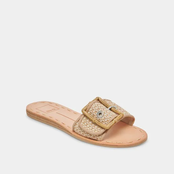 Sandals Shop Dolce Vita Dasa Wide Sandals White Natural Raffia White Natural Raffia