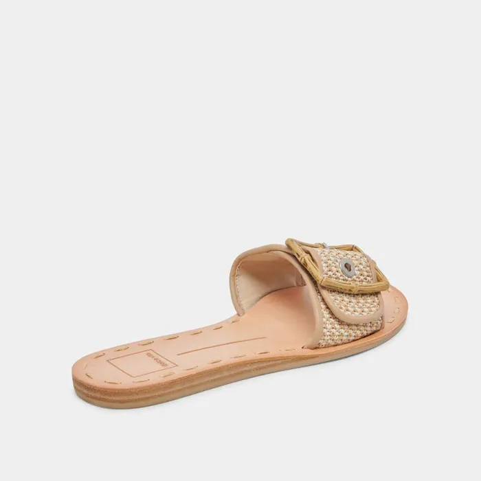 Sandals Shop Dolce Vita Dasa Wide Sandals White Natural Raffia White Natural Raffia