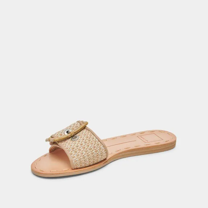 Sandals Shop Dolce Vita Dasa Wide Sandals White Natural Raffia White Natural Raffia