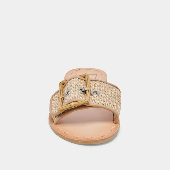 Sandals Shop Dolce Vita Dasa Wide Sandals White Natural Raffia White Natural Raffia