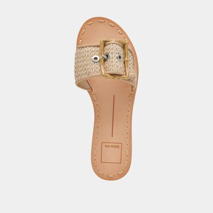 Sandals Shop Dolce Vita Dasa Wide Sandals White Natural Raffia White Natural Raffia