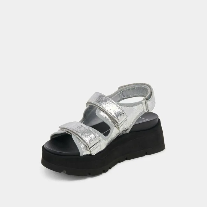 Sandals Shop Dolce Vita Dubai Sandals Silver Distressed Leather Silver Distressed Leather