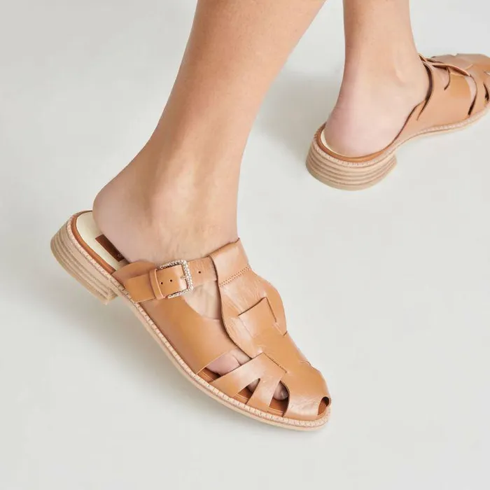 Sandals Shop Dolce Vita Hippie Flats Tan Crinkle Patent Tan Crinkle Patent