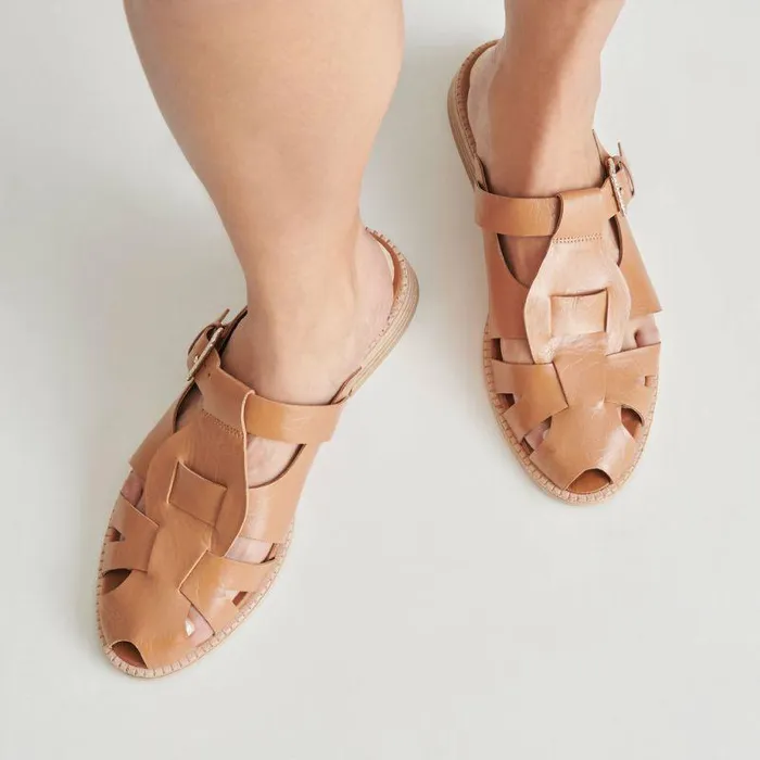 Sandals Shop Dolce Vita Hippie Flats Tan Crinkle Patent Tan Crinkle Patent