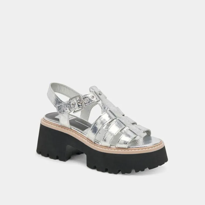 Sandals Shop Dolce Vita Latice Sandals Silver Distressed Leather Silver Distressed Leather