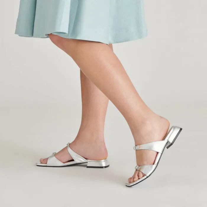 Sandals Shop Dolce Vita Lavern Sandals Silver Metallic Leather Silver Metallic Leather