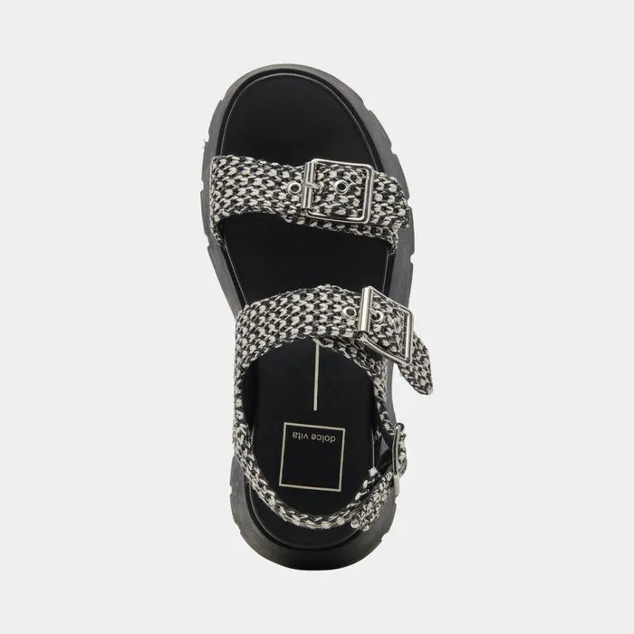 Sandals Shop Dolce Vita Palda Sandals Black White Raffia Black White Raffia