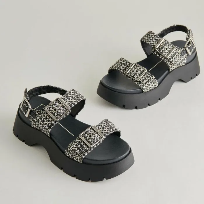 Sandals Shop Dolce Vita Palda Sandals Black White Raffia Black White Raffia