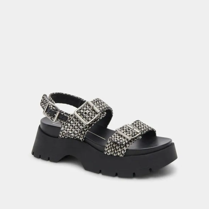 Sandals Shop Dolce Vita Palda Sandals Black White Raffia Black White Raffia