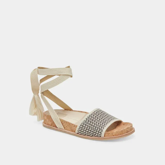 Sandals Shop Dolce Vita Salacy Sandals Black Natural Raffia Black Natural Raffia