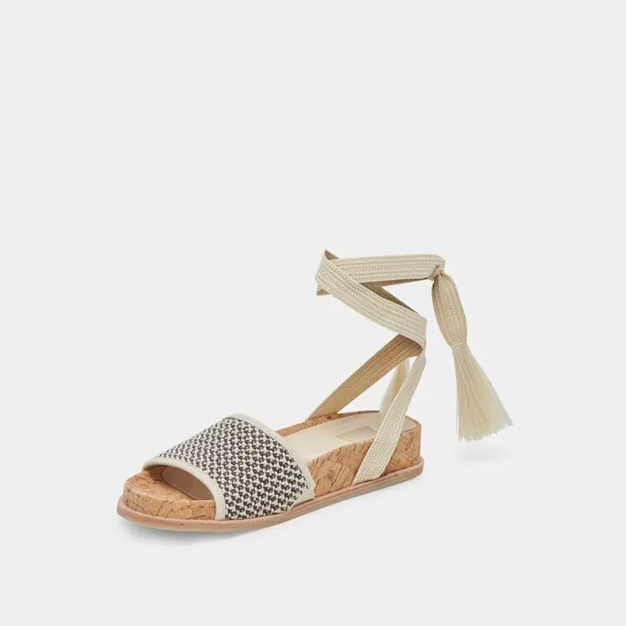 Sandals Shop Dolce Vita Salacy Sandals Black Natural Raffia Black Natural Raffia