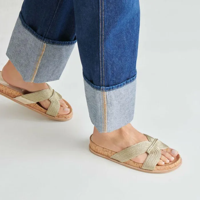 Sandals Shop Dolce Vita Selda Sandals Gold Raffia Gold Raffia