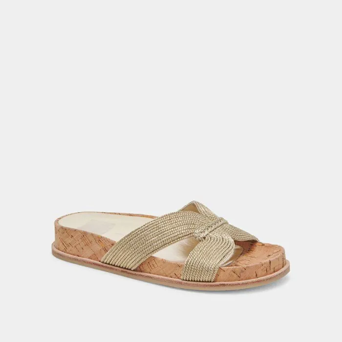 Sandals Shop Dolce Vita Selda Sandals Gold Raffia Gold Raffia