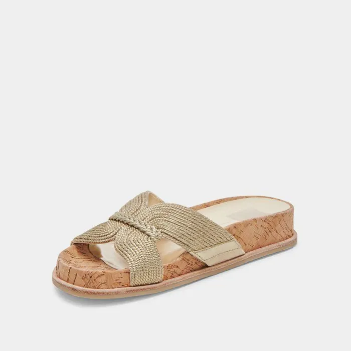 Sandals Shop Dolce Vita Selda Sandals Gold Raffia Gold Raffia